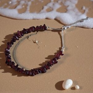 GARNET BOLO BRACELET 925 STERLING SILVER 6-6.5